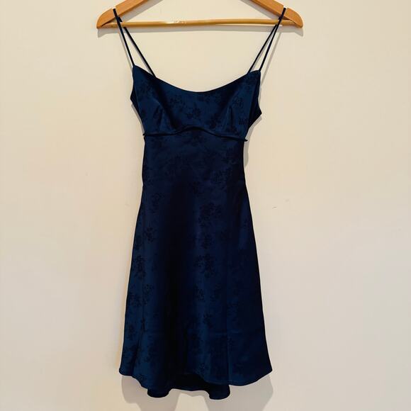 Princess Polly Clemence Navy Satin Open Back Womens Slipdress Mini Dress Size 0 - Picture 7 of 13